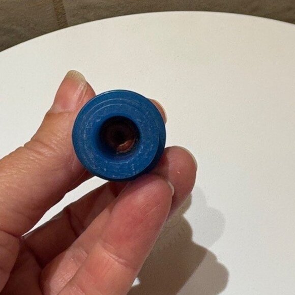 Vintage Fisher Price Little People Blue Dress Girl Brown Hair 1970s - Picture 7 of 7